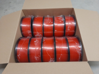 300kg (300 Spulen) PLA rot transparent, 10&euro;/kg (netto 8,40&euro;/kg), 1.75mm, Made in Europa (Hersteller MCPP)